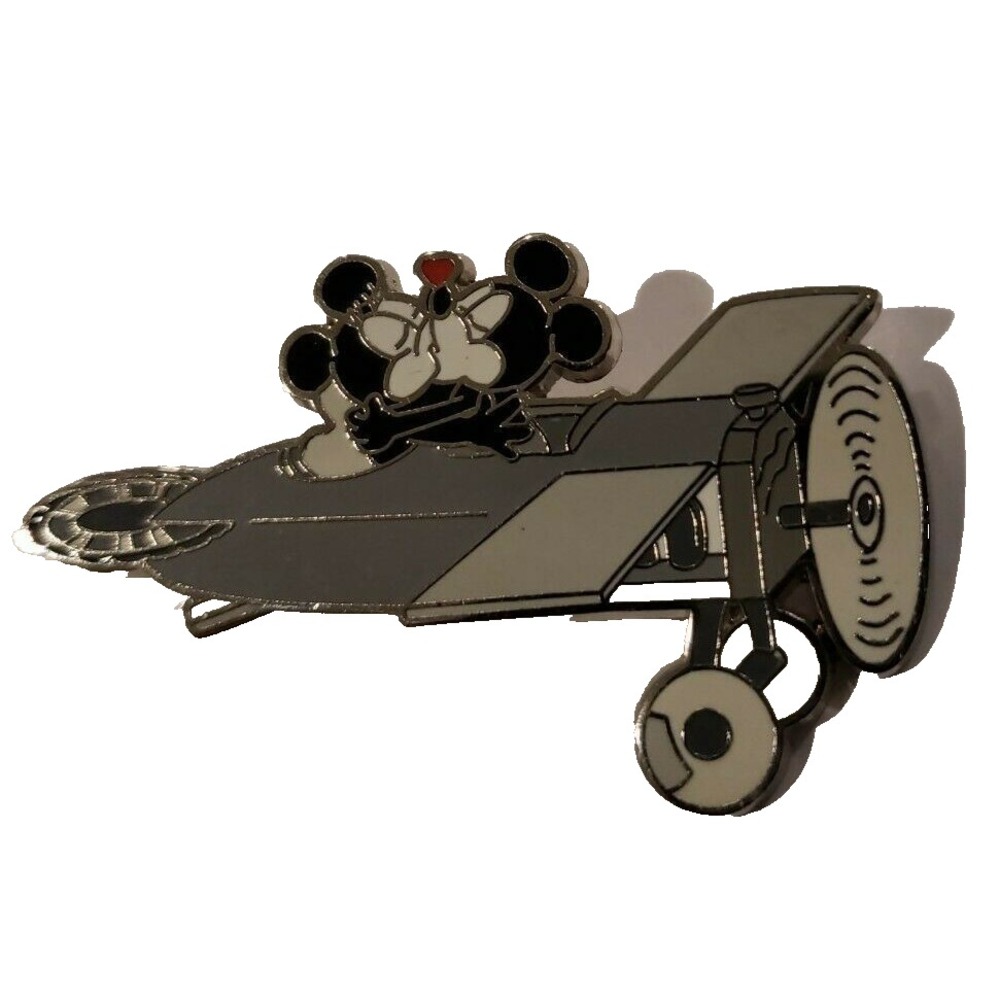 Disney Pin Mickey Minnie Plane Crazy Kissing Gray Monoplane Smooching WDW 27702
